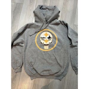 Pittsburgh Steelers Skull Hoodie Pullover Hooded Sweatshirt | Medium